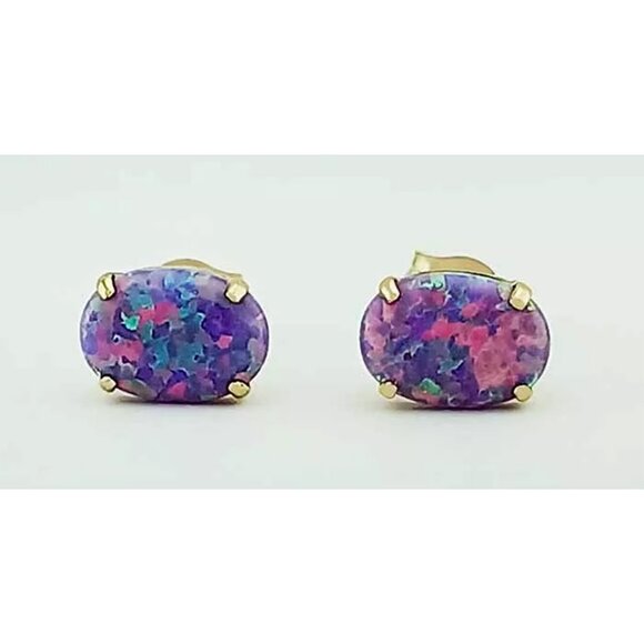 4mm Opal Stud Earrings, in Sterling Silver or 14k Gold Fill  Genuine 1.50 Cts Opal Stud Earrings 14k Yellow Gold